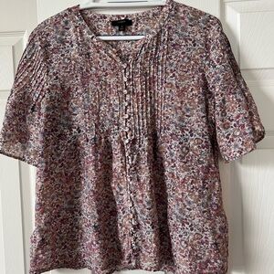 J. Crew Bib Collar Blouse with Pleats